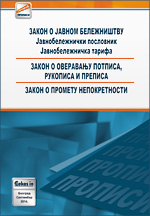 Zakon o javnom beležništvu, Javnobeležnički poslovnik, Javnobeležnička tarifa, Zakon o overavanju potpisa, rukopisa i prepisa, Zakon o prometu nepokretnosti