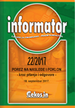 Porez na nasledje i poklon - Informator 22/2017