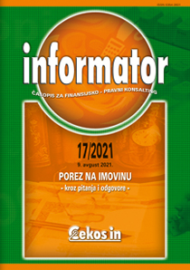 Informator broj 17/2021 (Porez na imovinu - kroz pitanja i odgovore)