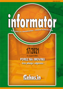 Informator broj 17/2021 od 9.08.2021. (porez na imovinu kroz pitanja i odgovore)